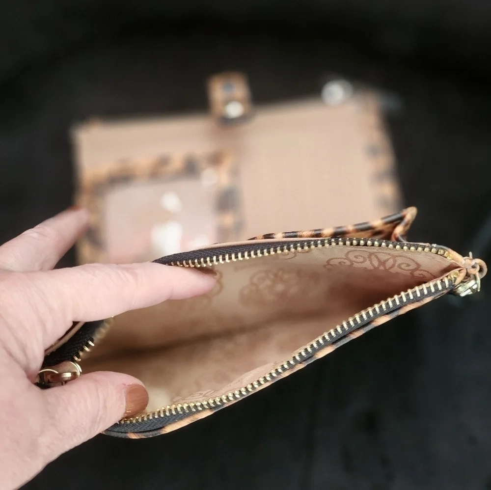 Enzo Angiolini Brown and Black Leopard Print Wallet